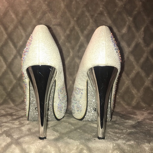 Stylo  Bling Glitter Rhinestone Peep Toe Heels - Picture 3 of 8